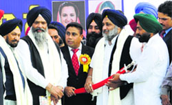 Chief Minister Sukhbir Singh Badal during a rally in Mohali on Tuesday. Tribune photo