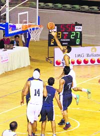 Yadwinder Singh (right) was the top scorer for Uttarakhand with 24 points in their semifinal against Punjab
