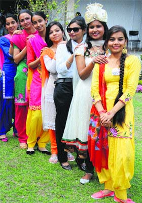 Students participate in a fashion show competition held at the SSD Girls College in Bathinda on Wednesday