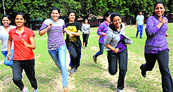 Students of Dr Ambedkar Institute of Hotel Management, Sector 42, during the annual sports meet held at the Sports Complex, Sector 46, Chandigarh, on Wednesday. Around 400 students participated in various events, including shot-put, long jump, high jump, sack race, three-leg race, lemon-spoon race, 100-m, 200-m and 400-m races for boys and 50-m and 100-m races, long jump, thread-needle race, sack race, three-leg race, lemon-spoon race and shot-put for girls