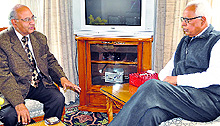 Governor NN Vohra with Sudhir K Jain, Vice Chancellor of Shri Mata Vaishno Devi University, in Jammu