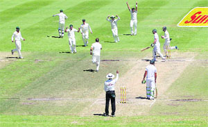 Australia won the match and the series with less than five overs remaining for the game to end in a draw. 