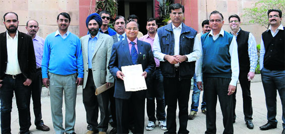 Members of the Indian Medical Association (IMA), Bathinda unit, outside the office of the DIG after giving a memorandum on Thursday. Tribune photo