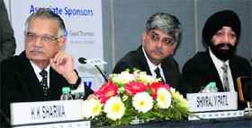 Governor of Punjab and UT Administrator Shivraj Patil (left) attends a conference, Harvesting the Sun, at the CII Headquarters in Chandigarh on Thursday.