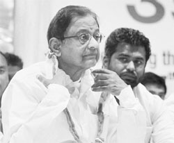 Union minister P Chidambaram at the NSUI National Convention in New Delhi on Thursday