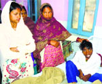 The boy who was allegedly beaten up by his teacher, at Civil Hospital in Kotkapura on Thursday. A Tribune photo