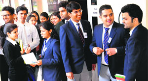 Candidates await their turn for interview during AVSAR 2014 at Panjab University South Campus in Sector 25, Chandigarh.