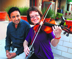 US national Suzzane with her husband Sirish Aggarwal at their residence in Sector 4, Panchkula, on Friday.
