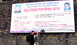 A hoarding highlighting the government's achievements near the old bus stand violates the code of conduct in Shimla on Friday