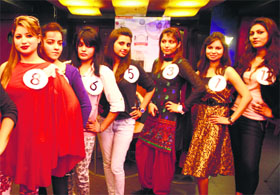 Models walk on the ramp during the Framefreez Model Hunt-2014 in Jammu on Friday.