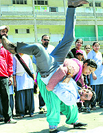 Girls at a taekwondo training camp on the eve of World Womens Day in Patiala on Friday