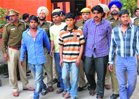The vehicle thieves in the police custody in Chandigarh on Saturday