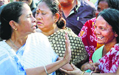 West Bengal CM Mamata Banerjee at a rally in Kolkata. PTI