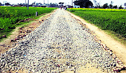 The lone approach road to Daoke village has been under construction for a long time