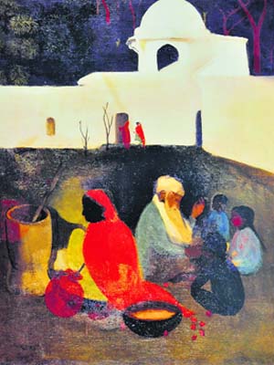 Works of Amrita Sher-gil: The Ancient Storyteller (1940)