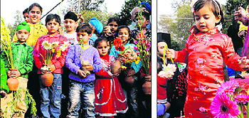 Children participate in a flower and baby show organised by the NGO Mission Aagaaz at Company Bagh in Amritsar on Sunday
