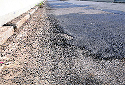 The elevated road in a deplorable condition in Amritsar on Sunday