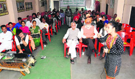 Semniar against the GM crops in progress at the Public Library in Bathinda on Sunday.