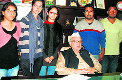 Students of Doon University meet Governor Aziz Qureshi in Dehradun on Sunday against the renaming of the university by the state government