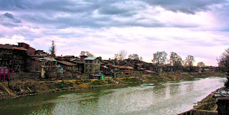Clouds over the Jhelum in Srinagar on Sunday.