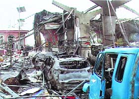 The site of a suicide bombing near Baghdad on Sunday