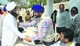 A jail inmate being examined during the TB awareness camp at Amritsar Central Jail on Monday.