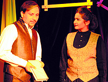 Artistes stage a play during the National Theatre Festival at Virsa Vihar in Amritsar on Tuesday