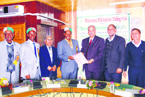 Dr YS Parmar University VC Dr Vijay Singh Thakur with officials of Wondo Genet College of Forestry and Natural Resources- Hawassa University, Ethiopia, at the signing of an MoU between the two universities