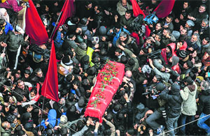 Protesters carry the coffin of Berkin Elvan in Istanbul. 