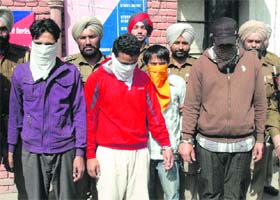 The police arrested four persons for allegedly indulging in snatching incidents. Gold ornaments, a revolver and sharp-edged weapons besides two stolen vehicles were recovered from them in Amritsar on Wednesday