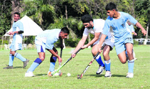 A match between old boys and the RIMC team during the 92nd reunion of the Rashtriya Indian Military College in Dehradun on Wednesday. 