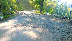 The Dharampur-Sanawar road in a shambles. photo by writer