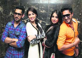 Star power: The cast of the upcoming Punjabi movie Mr and Mrs 420 during a promotional programme in Jalandhar on Wednesday
