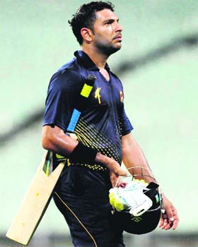Yuvraj Singh looked ill at ease during his brief stay at the crease in the Vijay Hazare quarterfinals against Railways on Wednesday