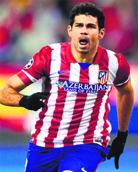 100 percent: Diego Costa, who got a brace on Tuesday, kept up a record of scoring in every Champions League game he has played this season
