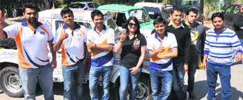 Participants of the SJOBA Thunderbolt Sub-Himalayan Open Rally in Chandigarh on Friday. 
