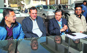 Sandeep Sahni (second from left) elected as president of the Hotel-Restaurant Association of Uttarakhand in Mussoorie on Thursday.