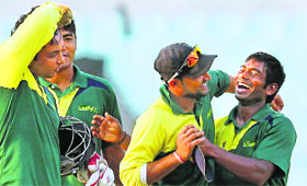 Railways CP Saini celebrates the wicket of Bengals Veer Pratap Singh during their semis clash at Eden Gardens on Friday.