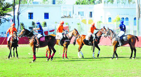 Anandpur Sahib and Delhi teams clash during the four-day polo tournament during the Hola Mohalla at Anandpur Sahib on Friday.