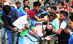 Jasmeet Singh, a baptised Sikh youth who was beaten up by several agitators in Amritsar on Saturday