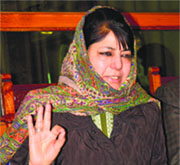PDP president Mehbooba Mufti addresses a press conference in Srinagar on Saturday.
