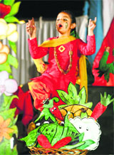 A student presents a dance during the annual day celebrations at Bal Bharati Public School in Ludhiana.