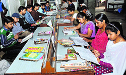 A view of the reading room of the Public Library, which was established before partition