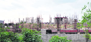 The multipurpose hall under construction on the south campus of Panjab University in Sector 25, Chandigarh.