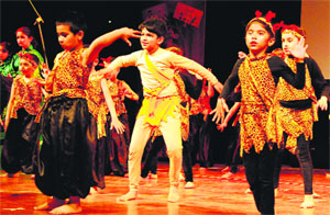 Students of The Millennium School during their annual day function at Tagore Theatre on Sunday