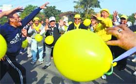 Residents take part in Rahgiree to create awareness on traffic rules in Gurgaon on Sunday
