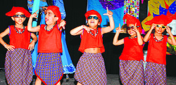 Children present a dance during a function at Guru Nanak Bhawan on Sunday
