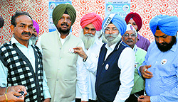 HS Phoolka, Aam Aadmi Party candidate from the Ludhiana Lok Sabha seat, along with former Congress members who joined the AAP in Ludhiana on Sunday
