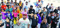 Young voters take a pledge to exercise their franchise during an awareness campaign in Ludhiana