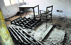 The inside view of the abandoned Pashu Bhalai Kendra in Janauri village